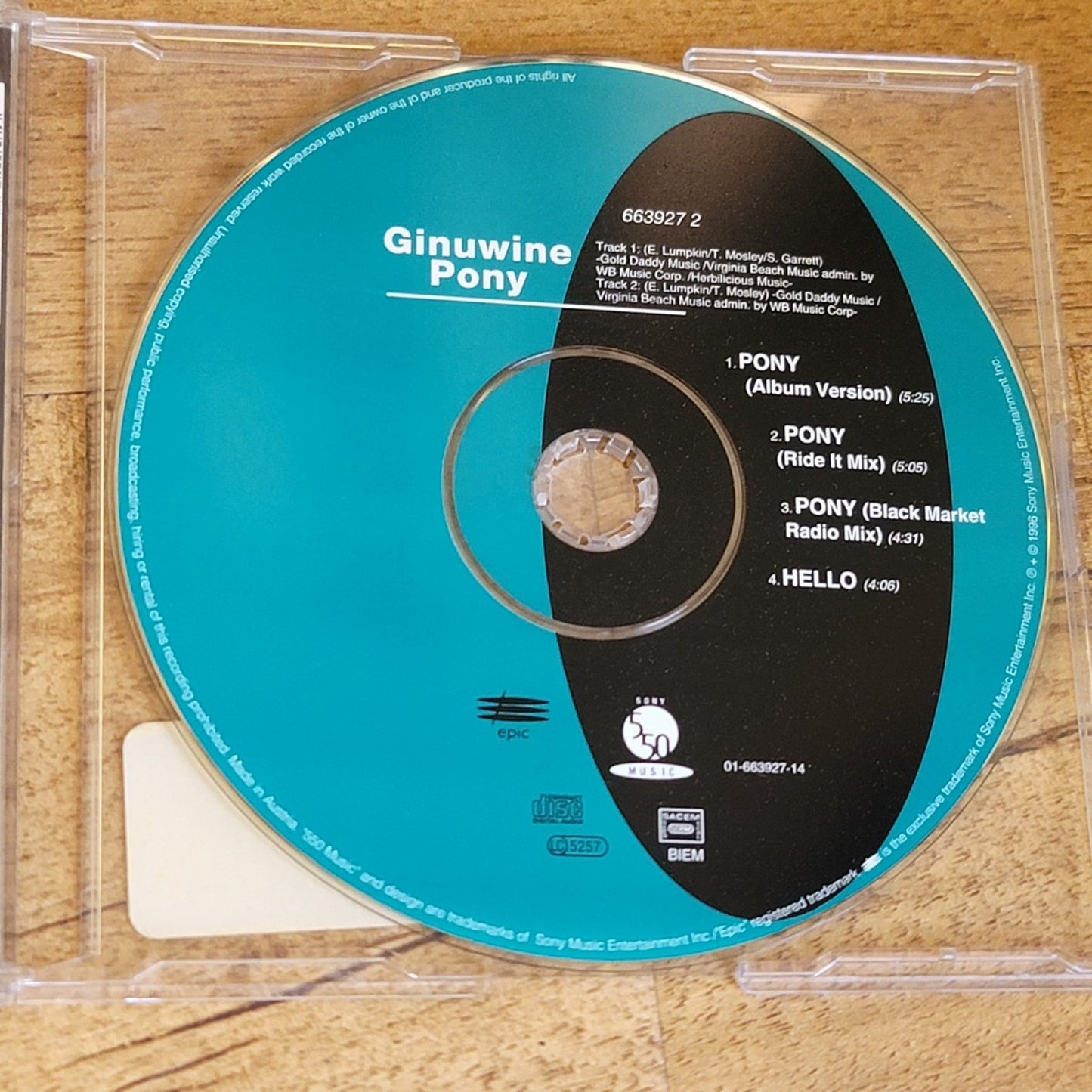 Vtg 1996 Ginuwine PONY CD Single