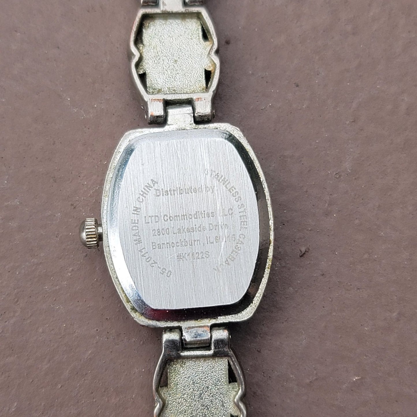 Vtg Silver Tone Kessaris Abalone Gemstone Band Watch