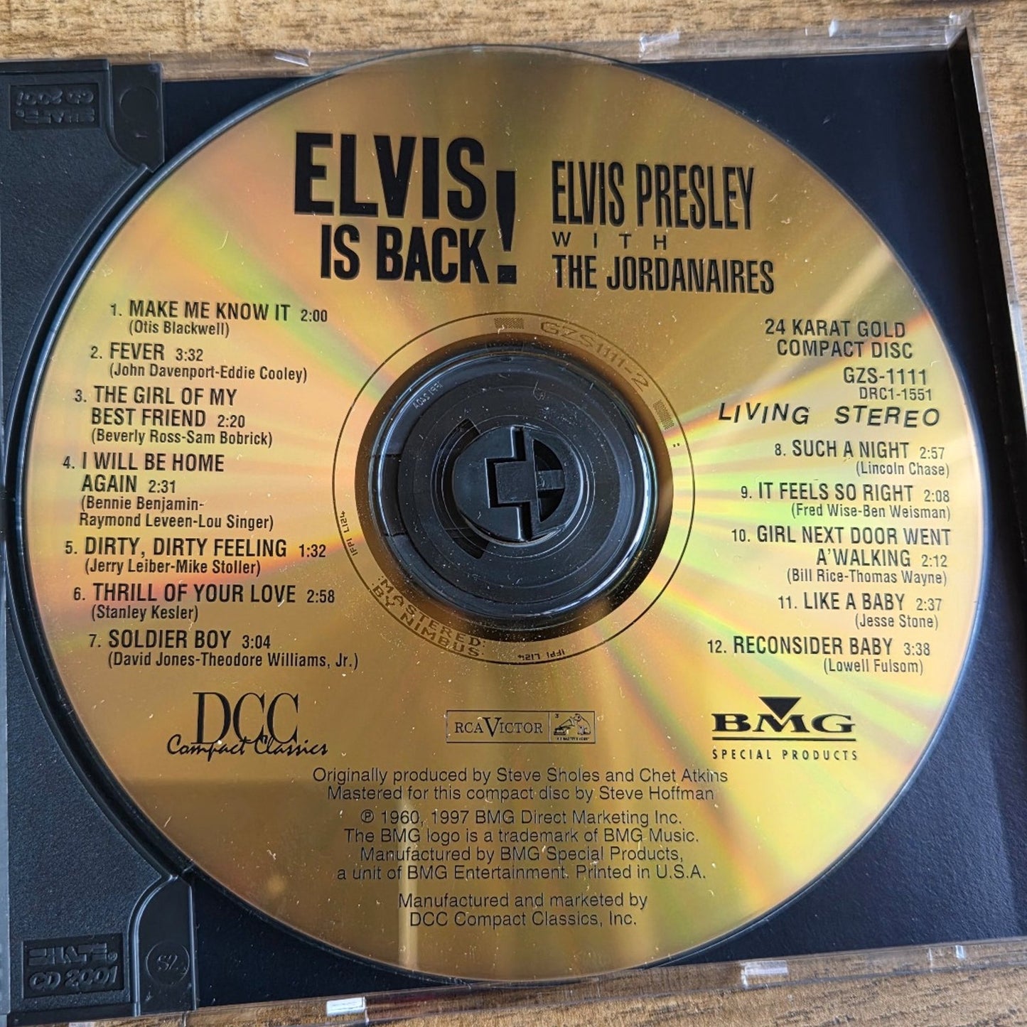 Vtg 1997 Elvis Presley Elvis is Back! 24kt Gold CD Limited Edition