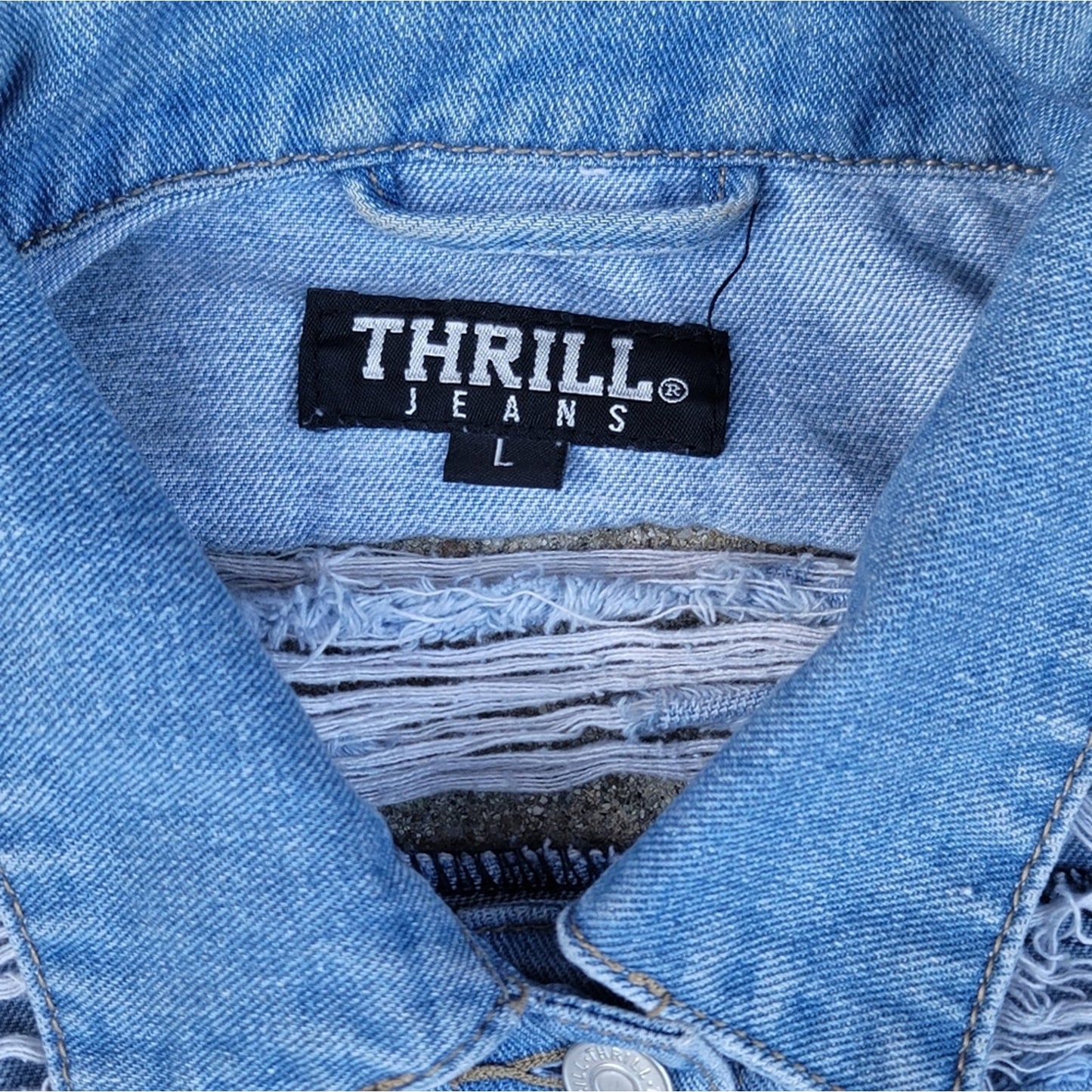 Thrill Jeans Cropped Distressed Denim Jean Jacket