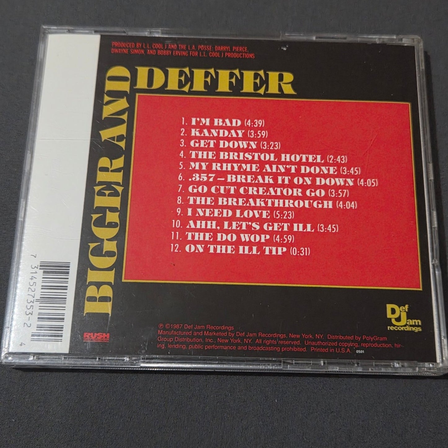 Vtg 1987 LL Cool J BAD (BIGGER AND DEFFER) CD RAP HIP HOP