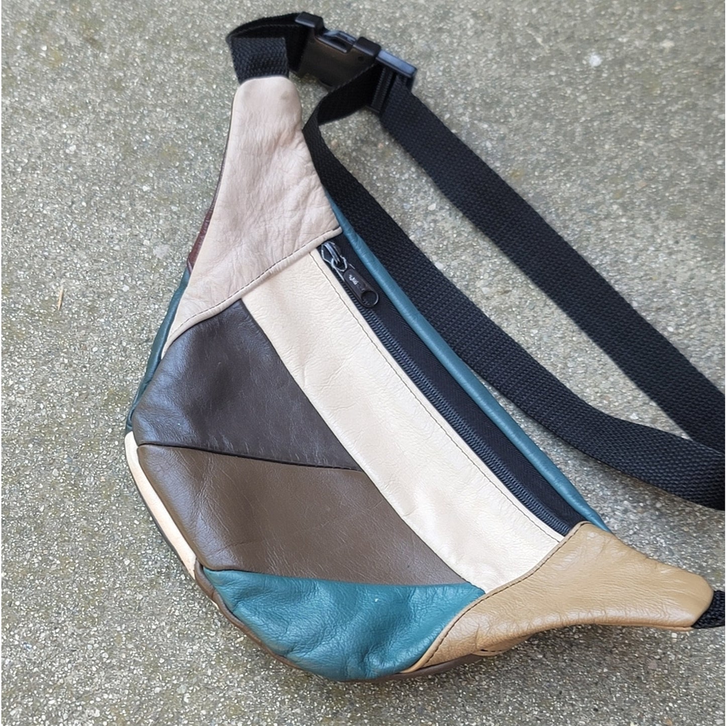 Vtg Leather Patchwork Fanny Pack Bag