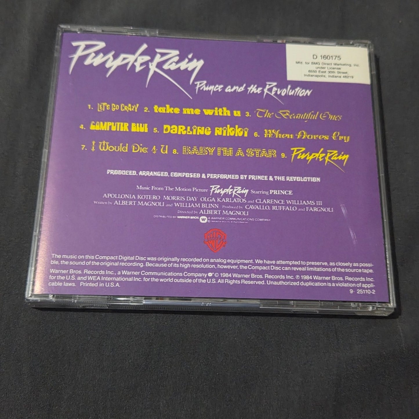 Vtg 1984 Prince &The Revolution MUSIC FROM PURPLE RAIN CD