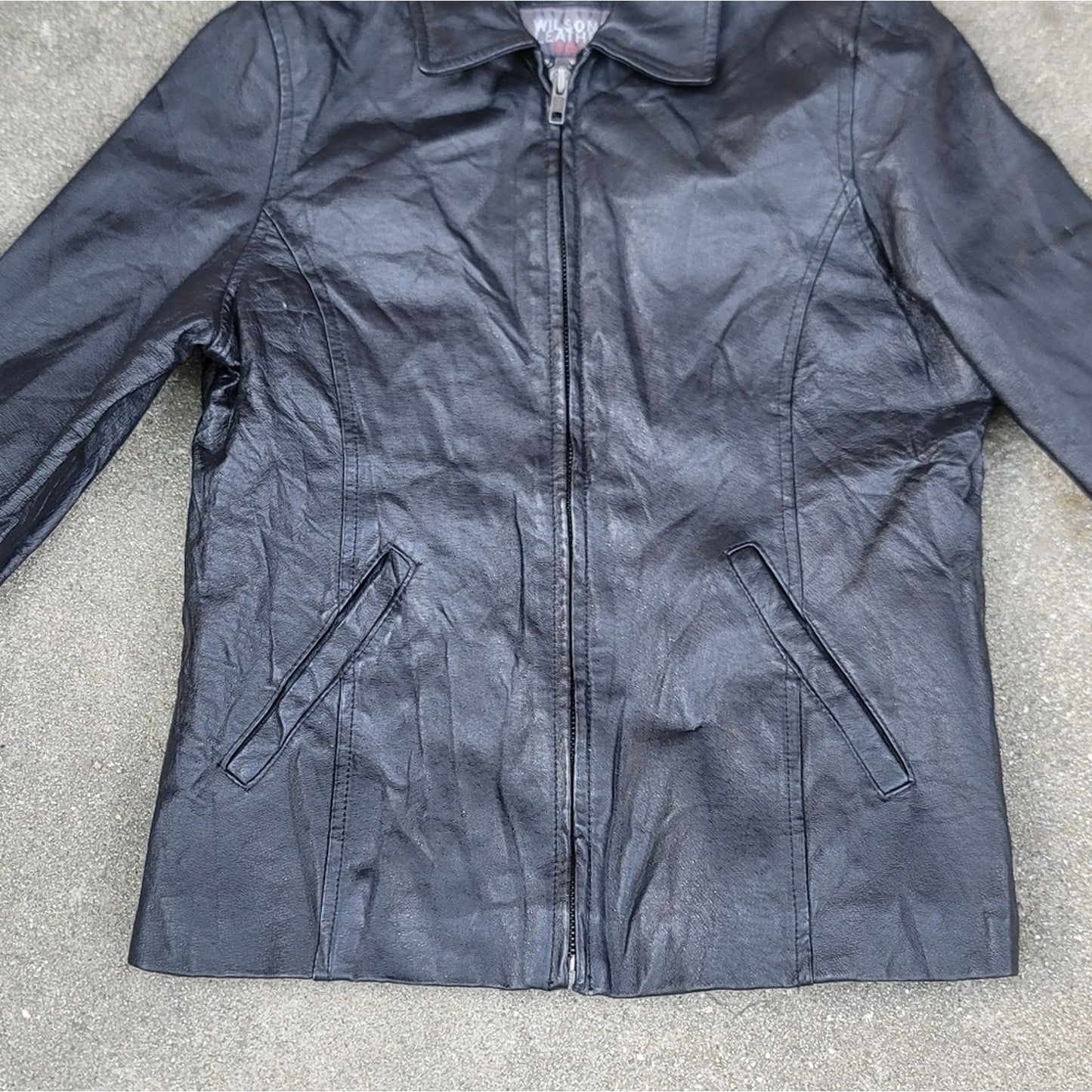 Vtg Wilson's Kids Black Leather Jacket