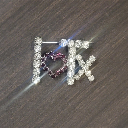 Vtg I Love Texas Rhinestone Brooch Pin
