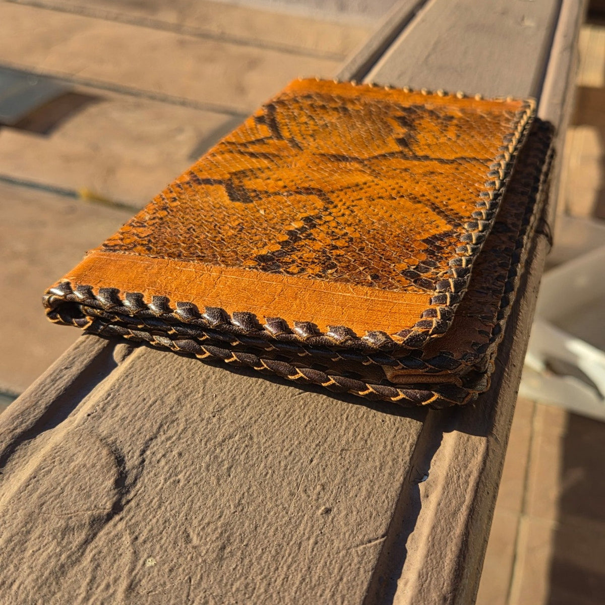 Vtg Ghanaian African Handmade Snakeskin Clutch Purse Wallet