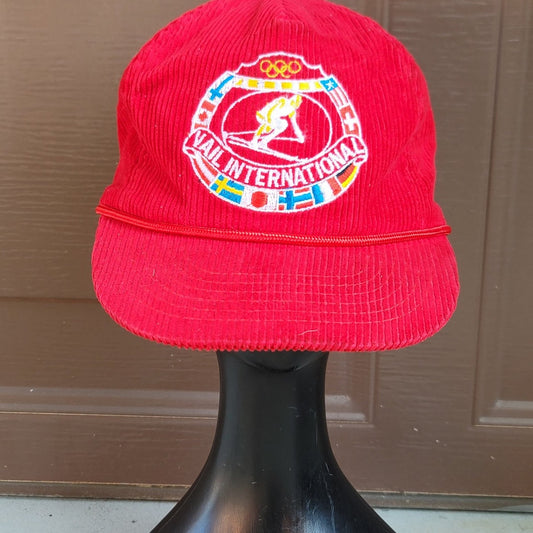 Vtg Vail International Olympics Skiing Corduroy Hat