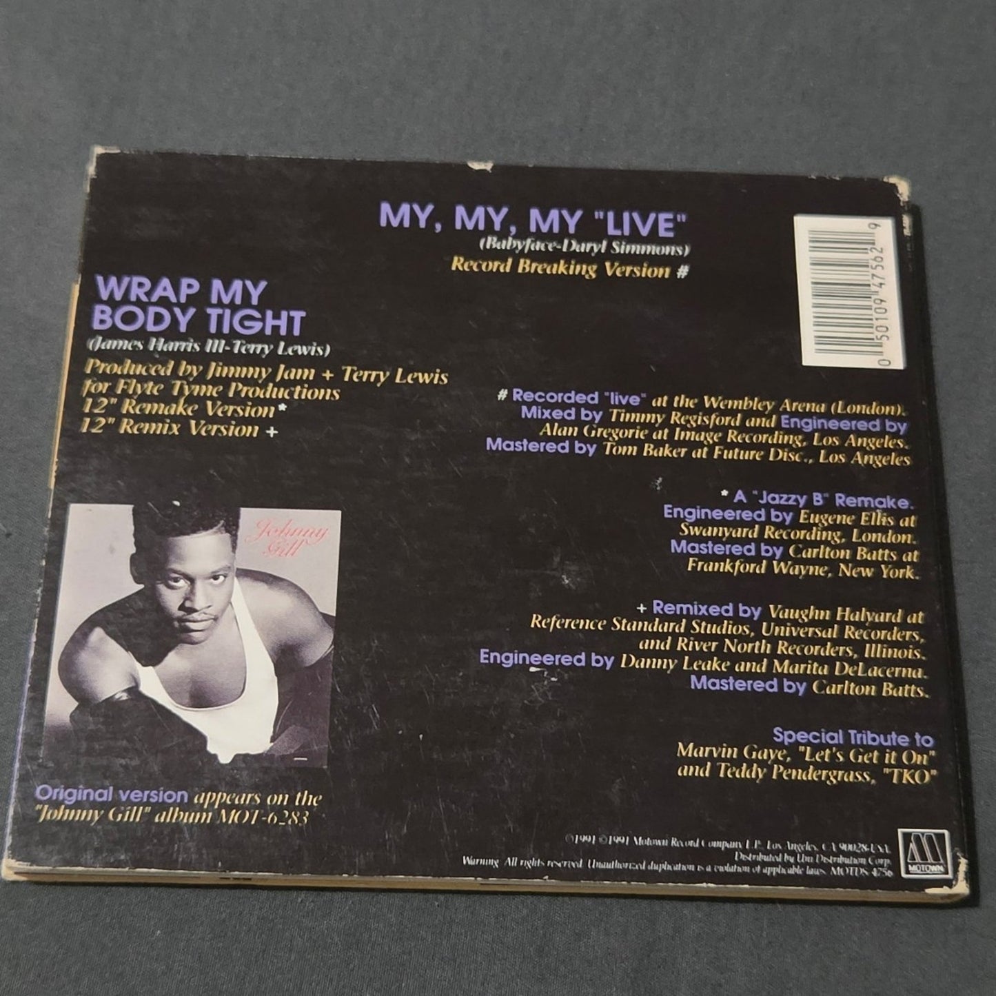 Vtg 1991 Johnny Gill MY, MY, MY LIVE + WRAP MY BODY TIGHT Maxi Single CD