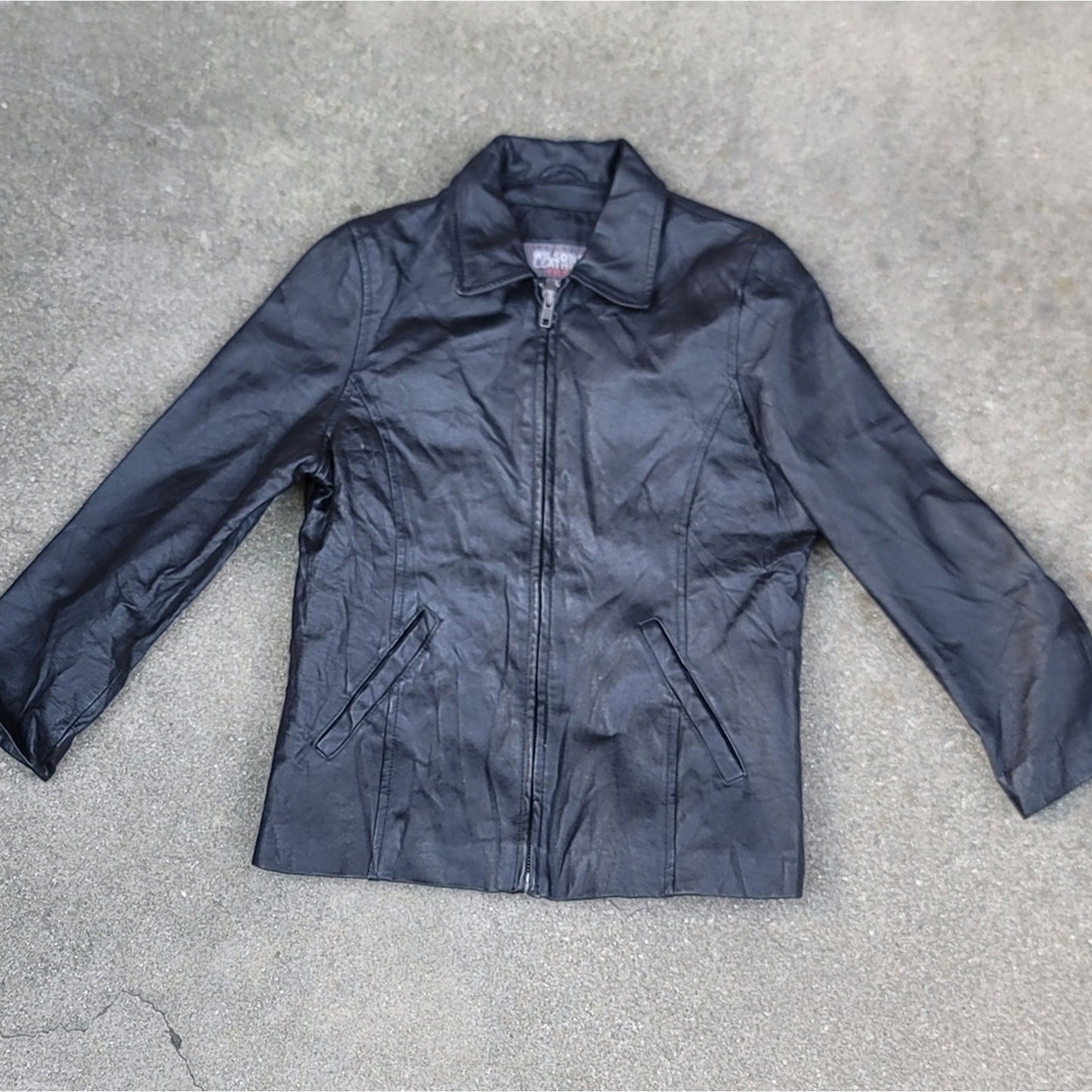 Vtg Wilson's Kids Black Leather Jacket