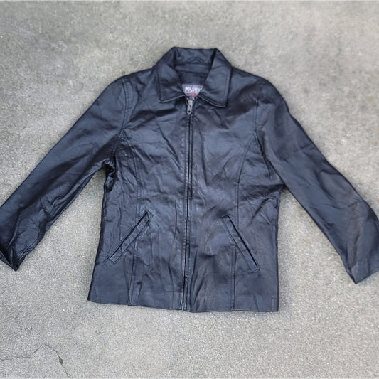 Vtg Wilson's Kids Black Leather Jacket