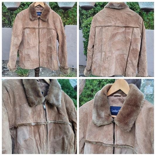 Vtg Leather Works Patchwork Suede Leather Jacket