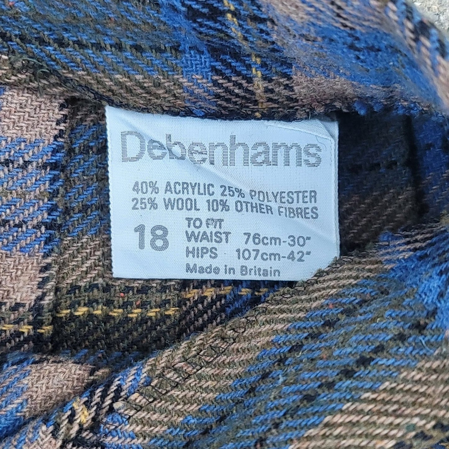 Vtg Debenhams Wool Blend Plaid Pleated Skirt