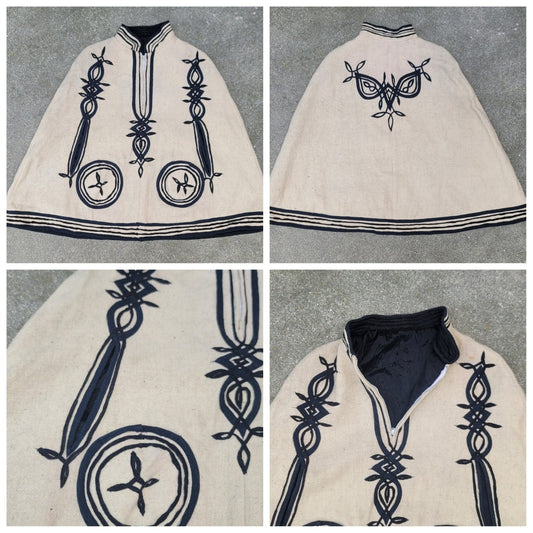 Vtg 1970s Wool Embroidered Cape