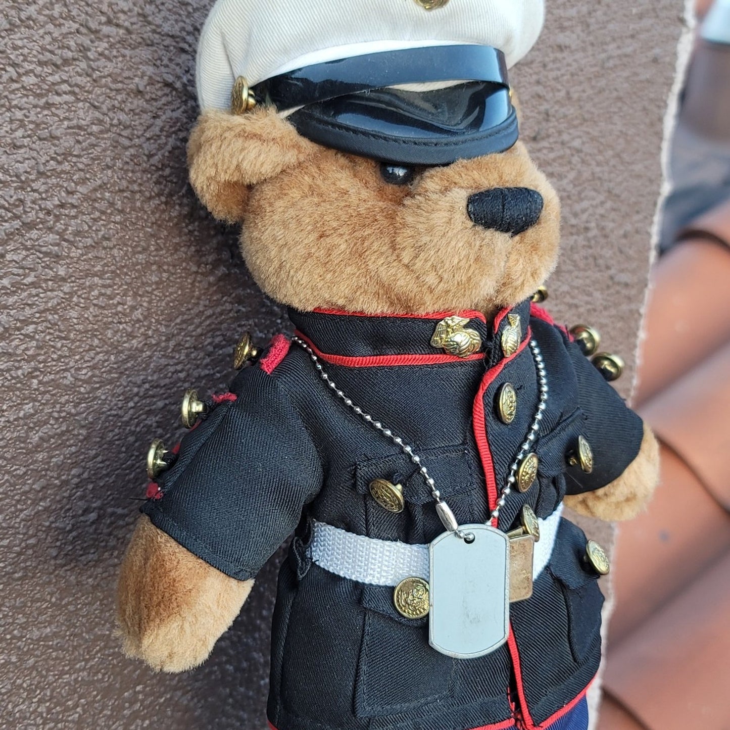 Vtg 12" Marines Corps Uniform Dress Teddy Bear Doll