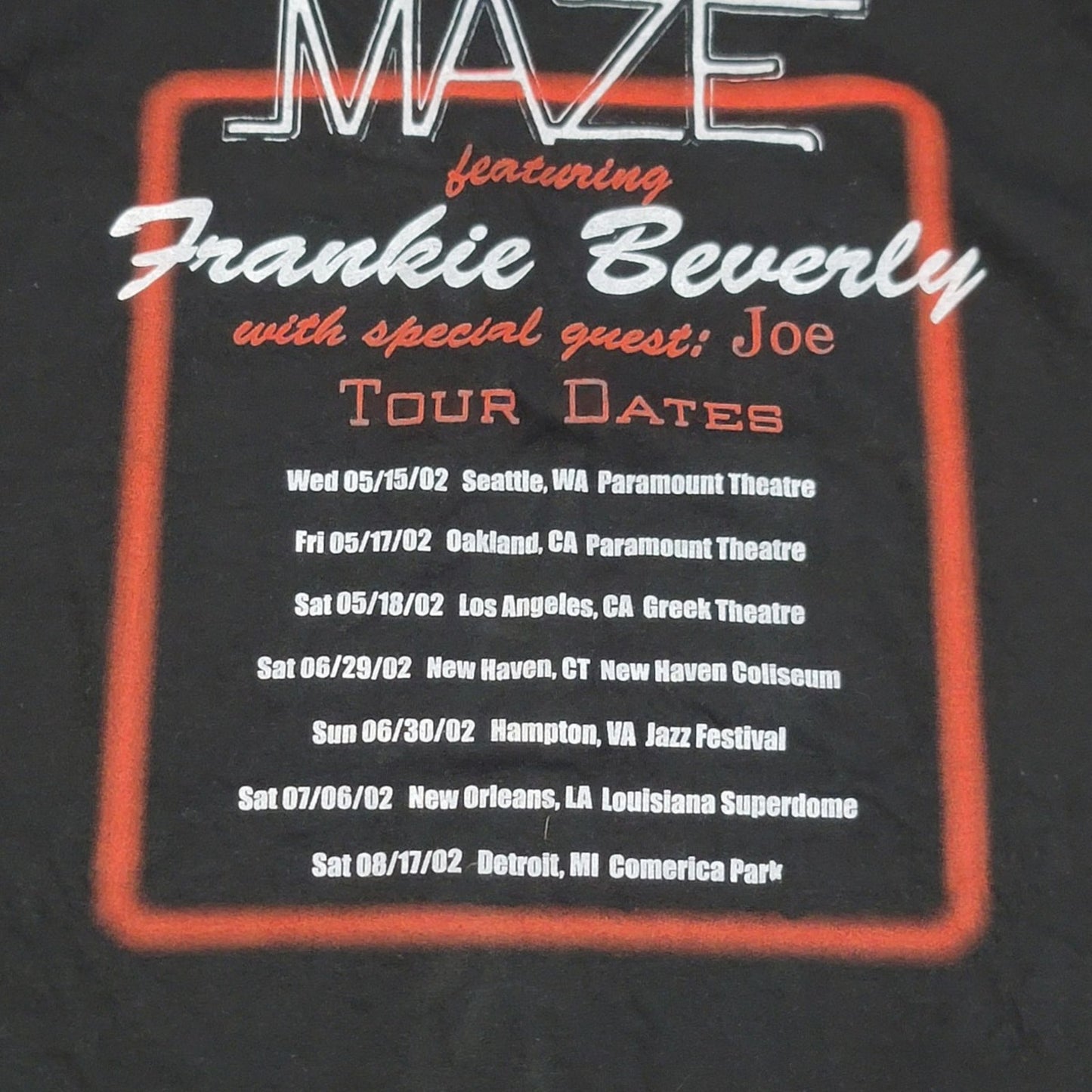 Vtg 2002 Frankie Beverly And Maze With Joe Concert Tour T-shirt