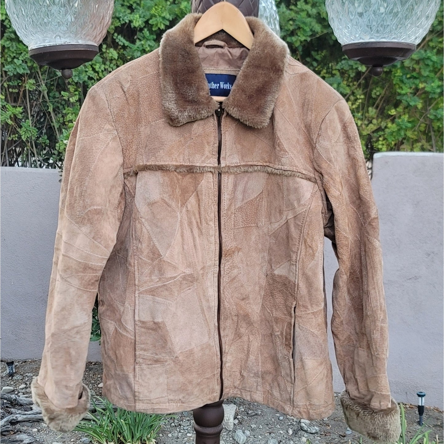 Vtg Leather Works Patchwork Suede Leather Jacket