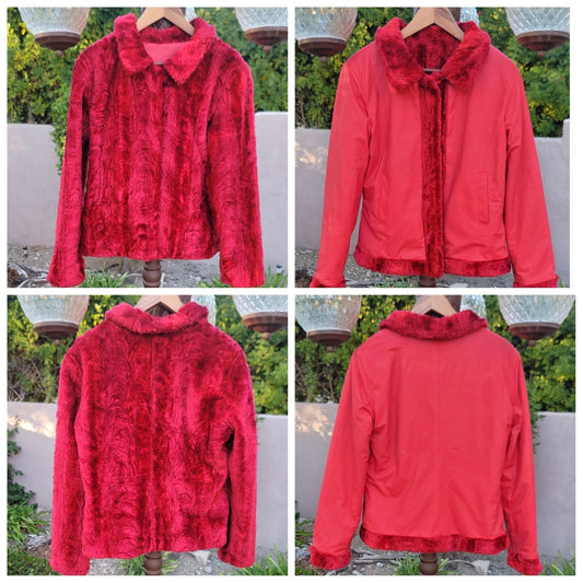 Vtg Maria Dionisiou Faux Fur Reversible Jacket