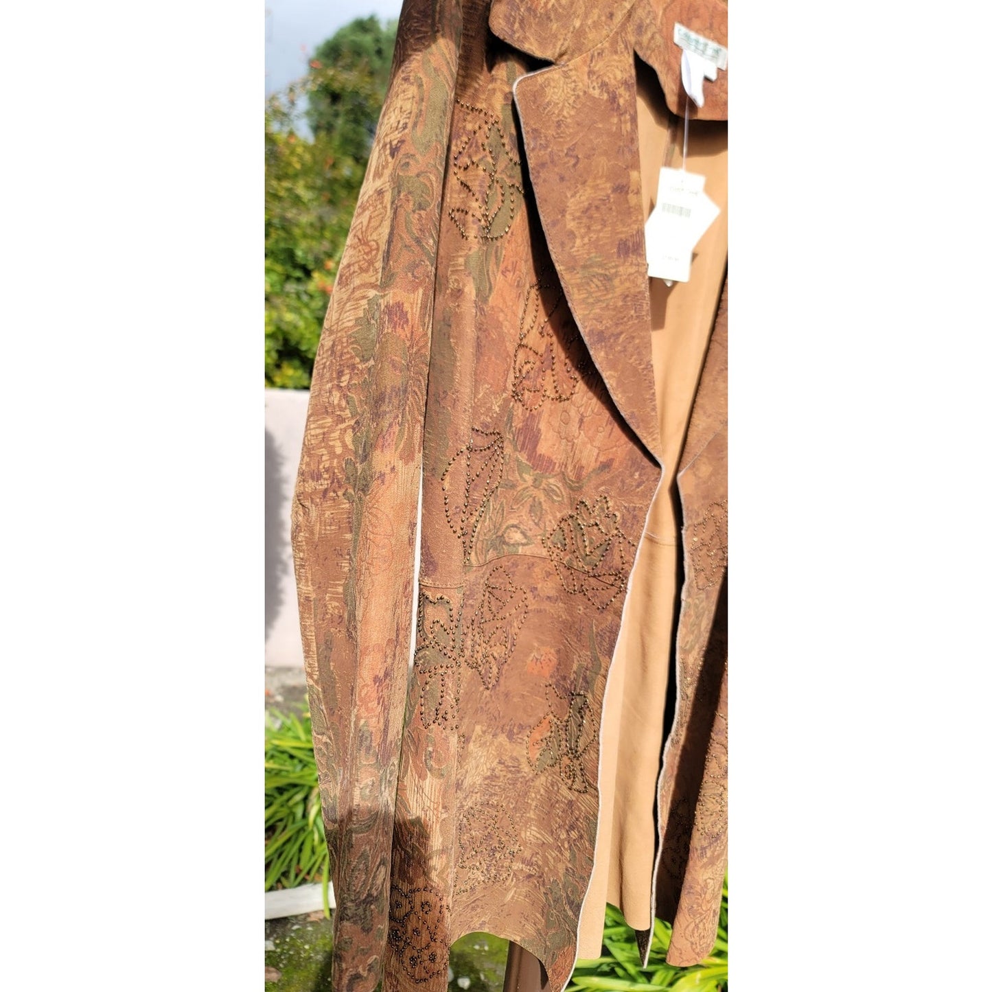 Vtg Coldwater Creek Suede Leather Floral Beaded Jacket