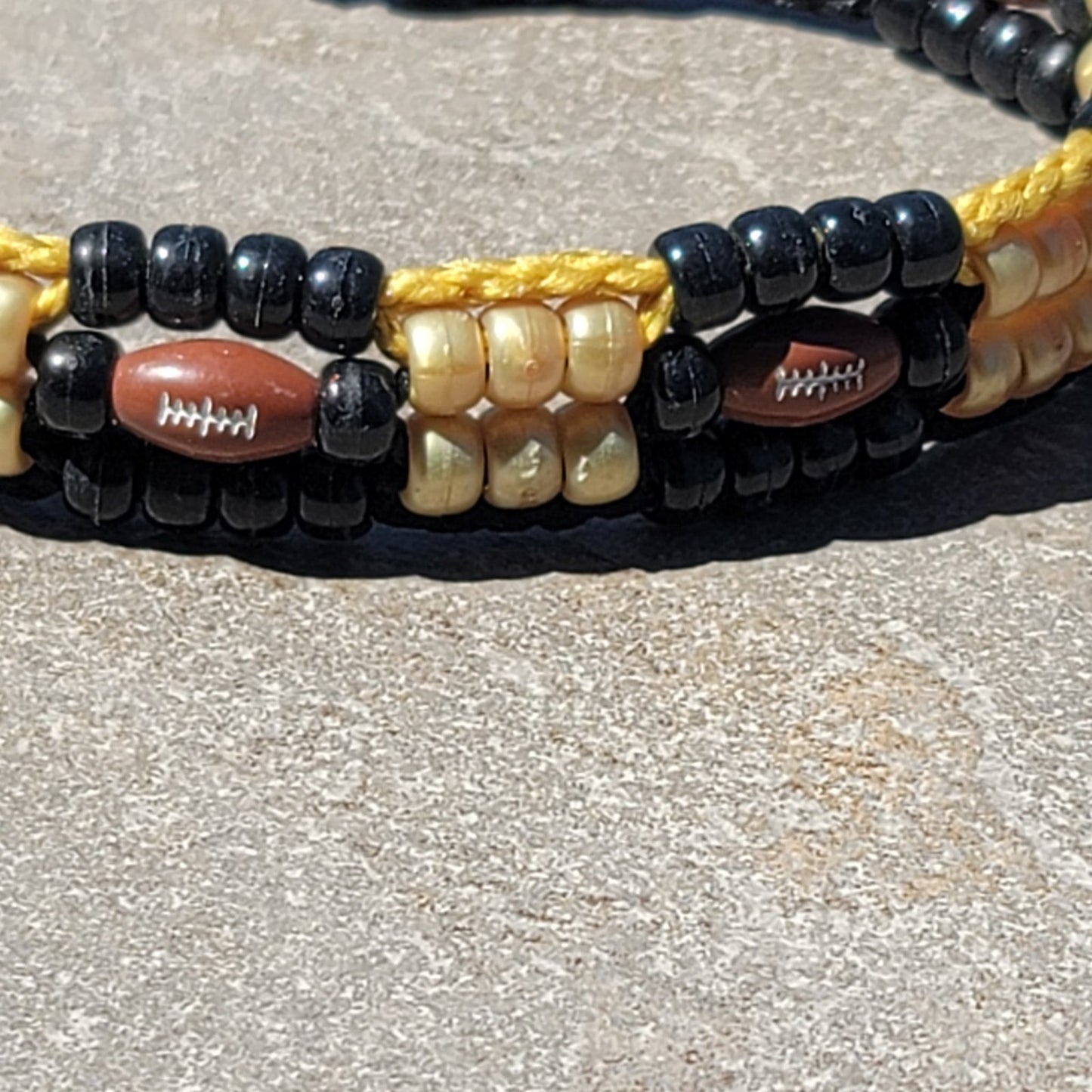 Custom Handmade Beaded Dog Collar Football Steelers