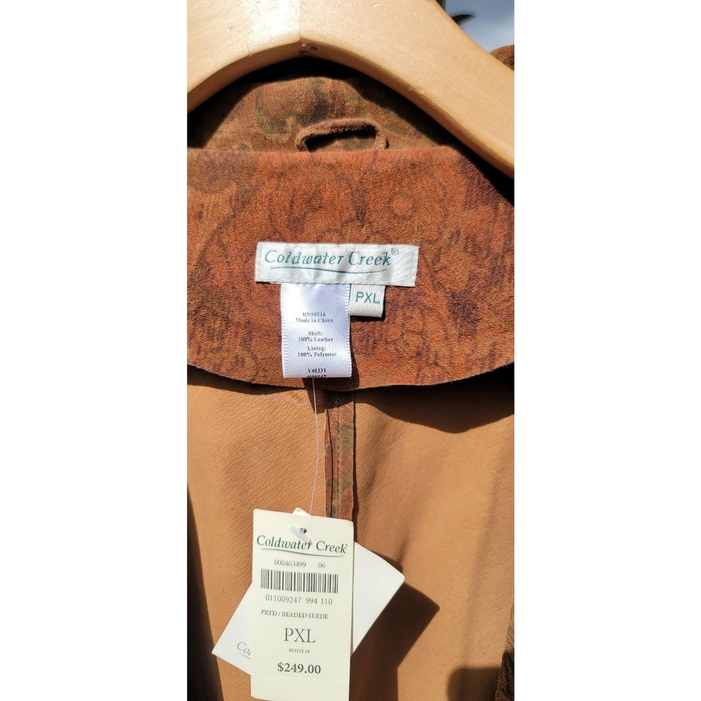Vtg Coldwater Creek Suede Leather Floral Beaded Jacket