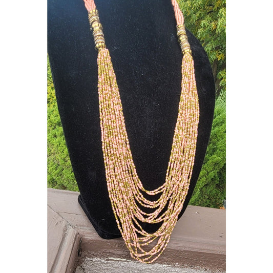 Vtg Beaded Strand Necklace