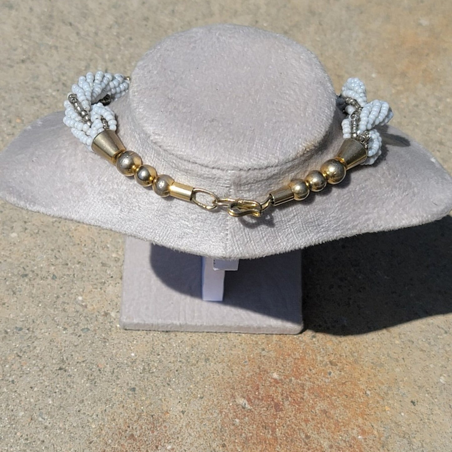 Vtg Beaded Braided Necklace With Pendant