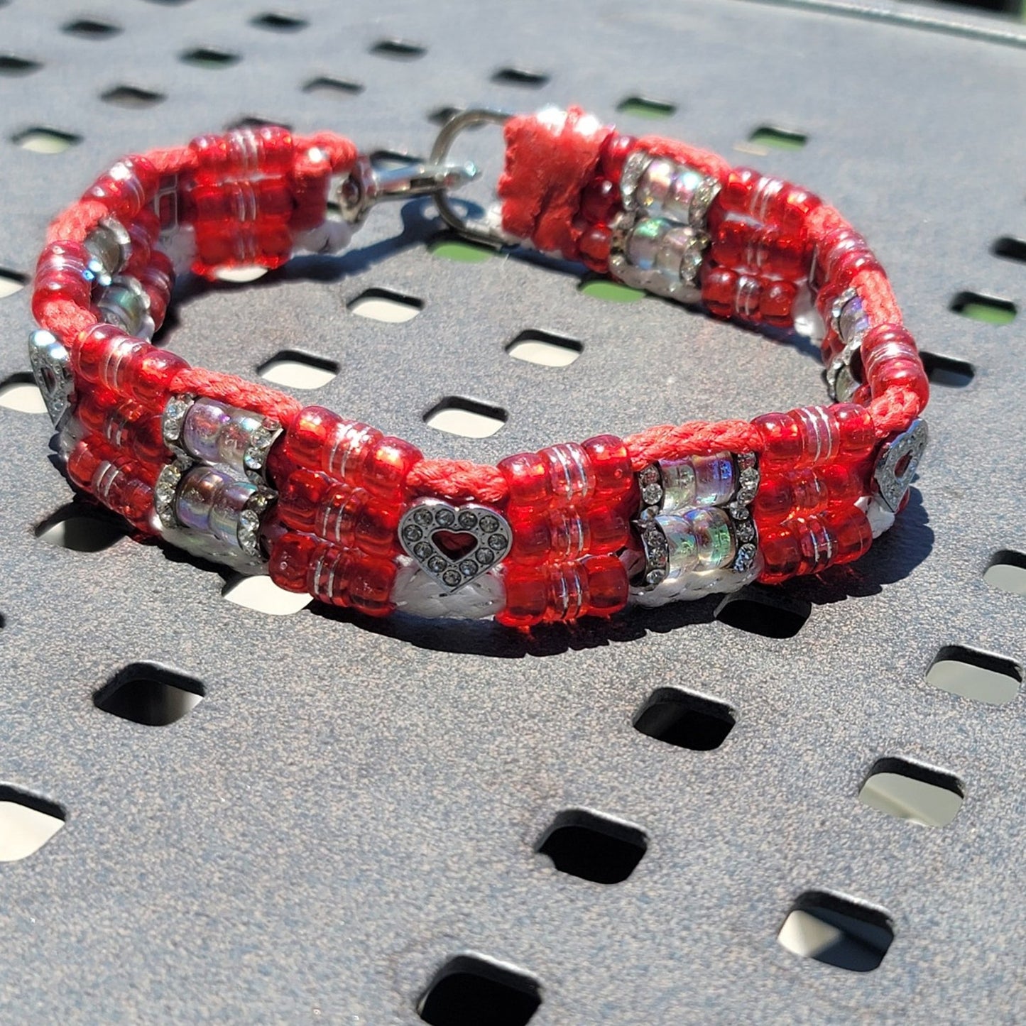 Custom Handmade Beaded Dog Collar Hearts
