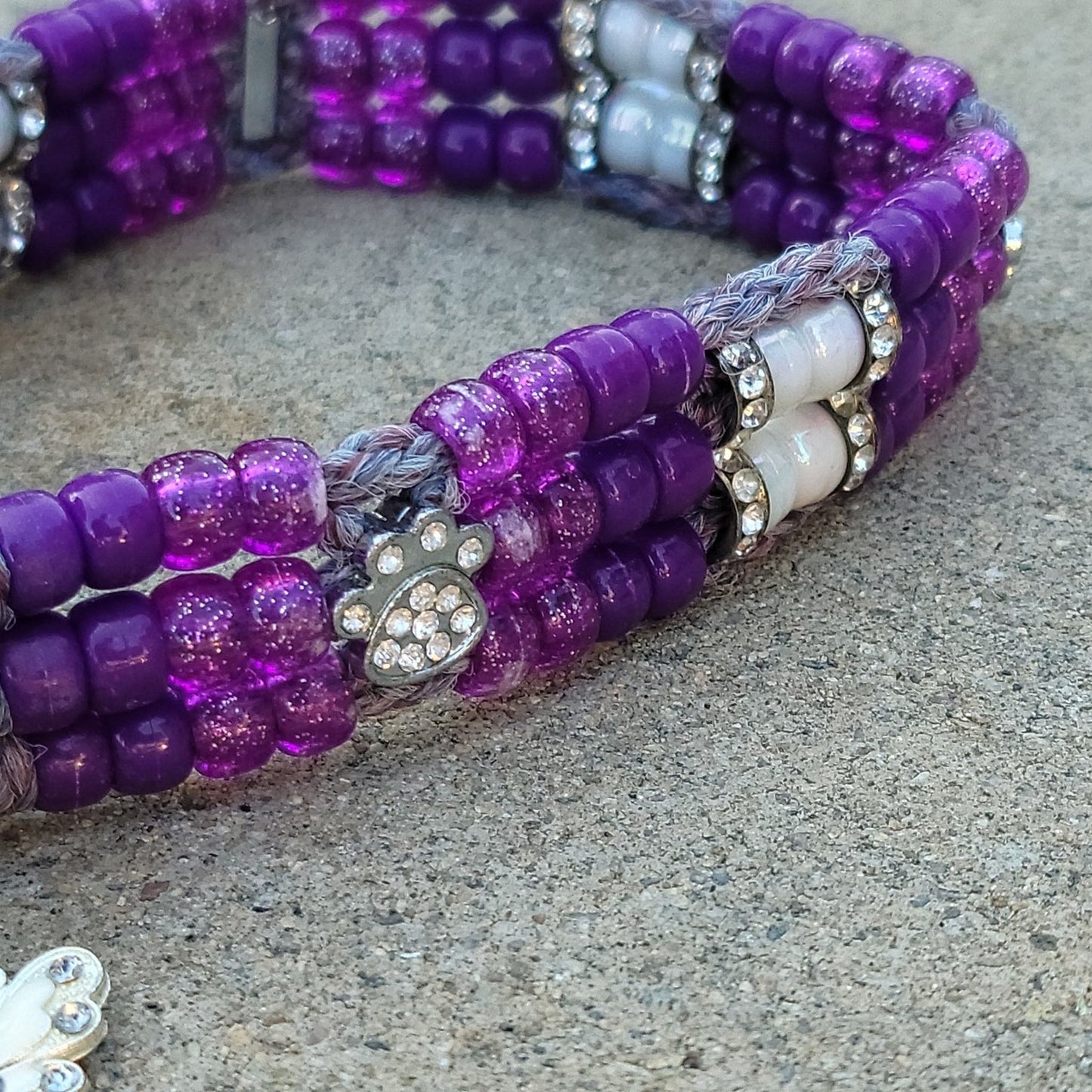 Custom Handmade Beaded Bling Dog Collar Paws