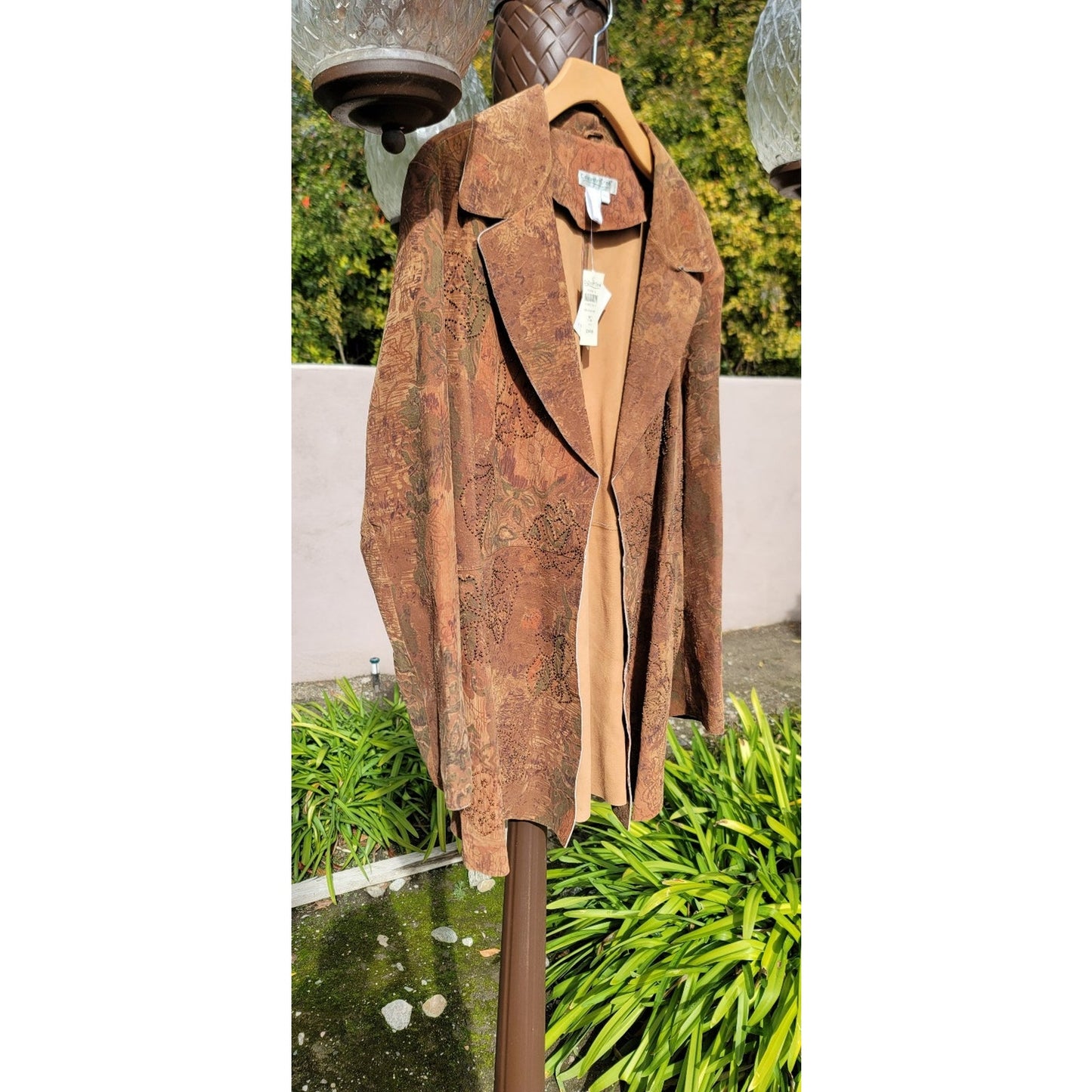 Vtg Coldwater Creek Suede Leather Floral Beaded Jacket