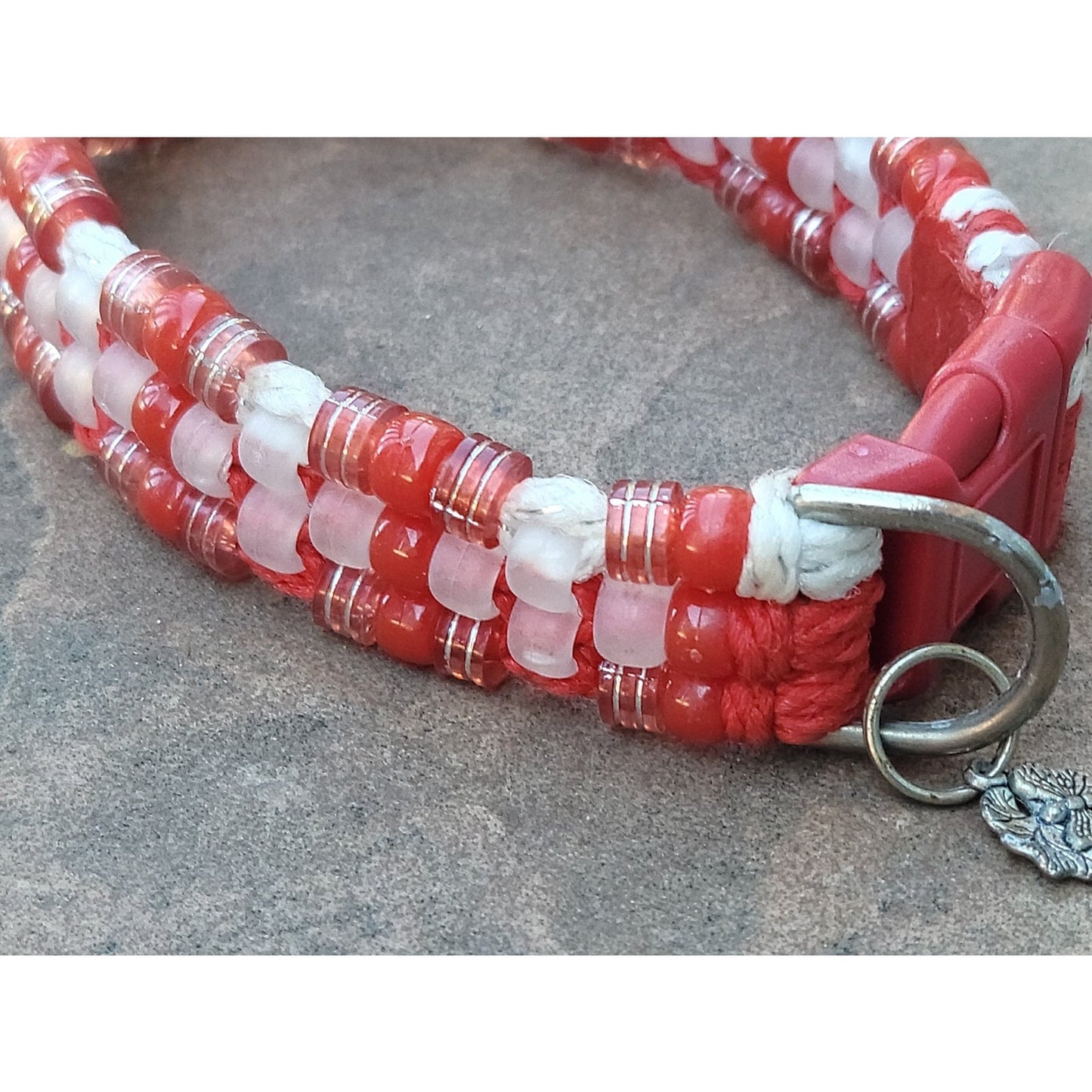 Custom Handmade Beaded Bling Dog Collar Candy Cane