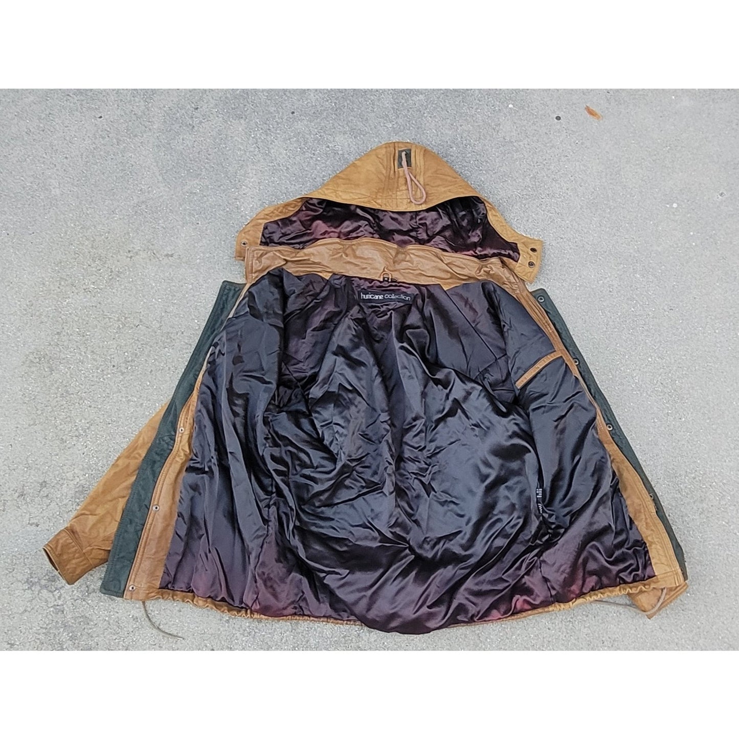Vtg Hurricane Collection Leather Parka Jacket With Detachable Hood