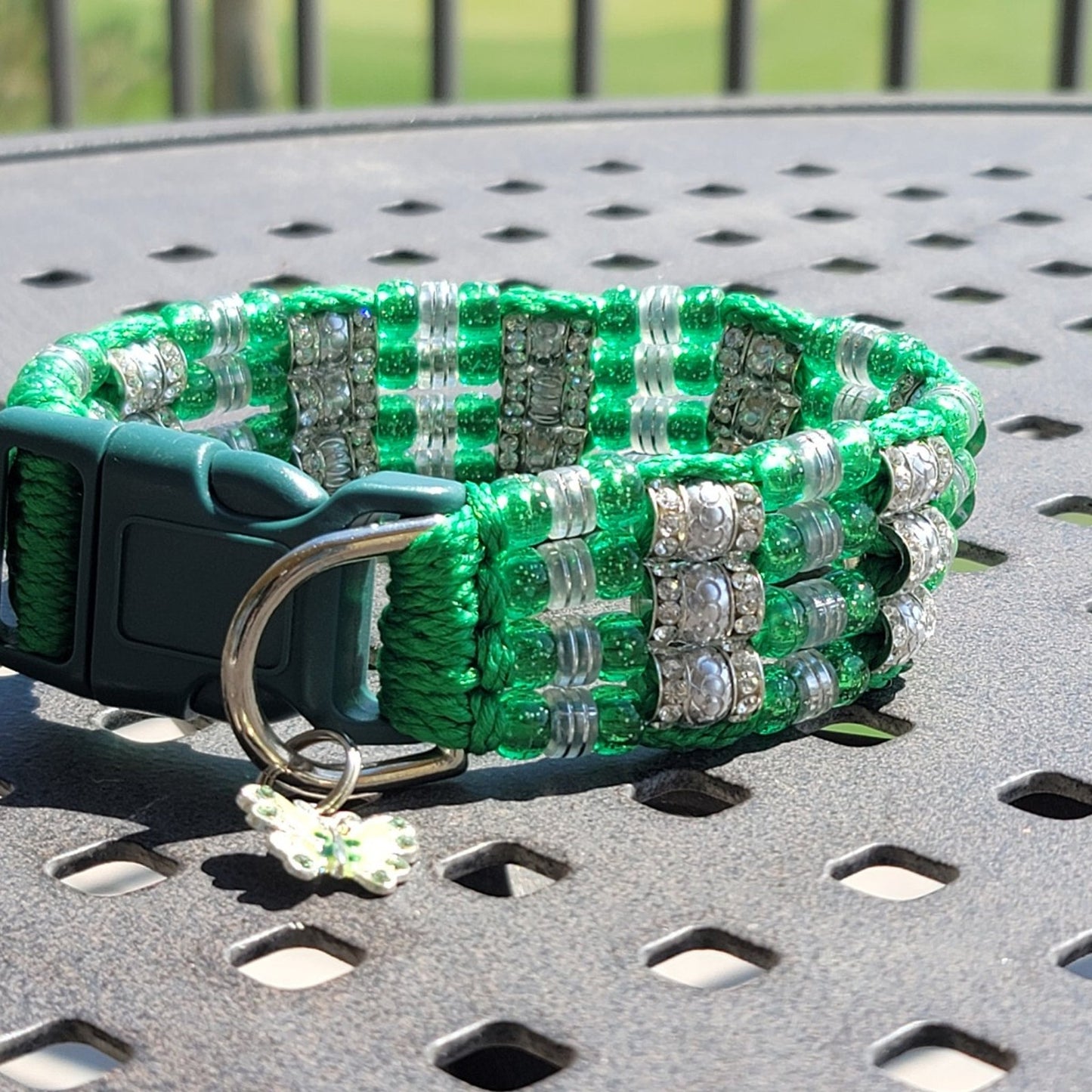 Custom Handmade Beaded Bling Dog Collar Hearts