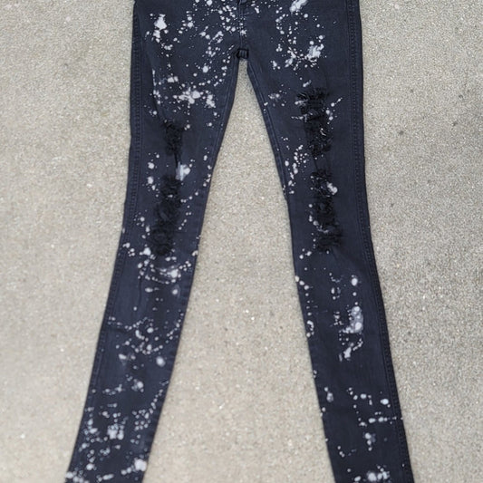 Tripp NYC Distressed Bleach-dyed  Skinny Jeans Skull Accents