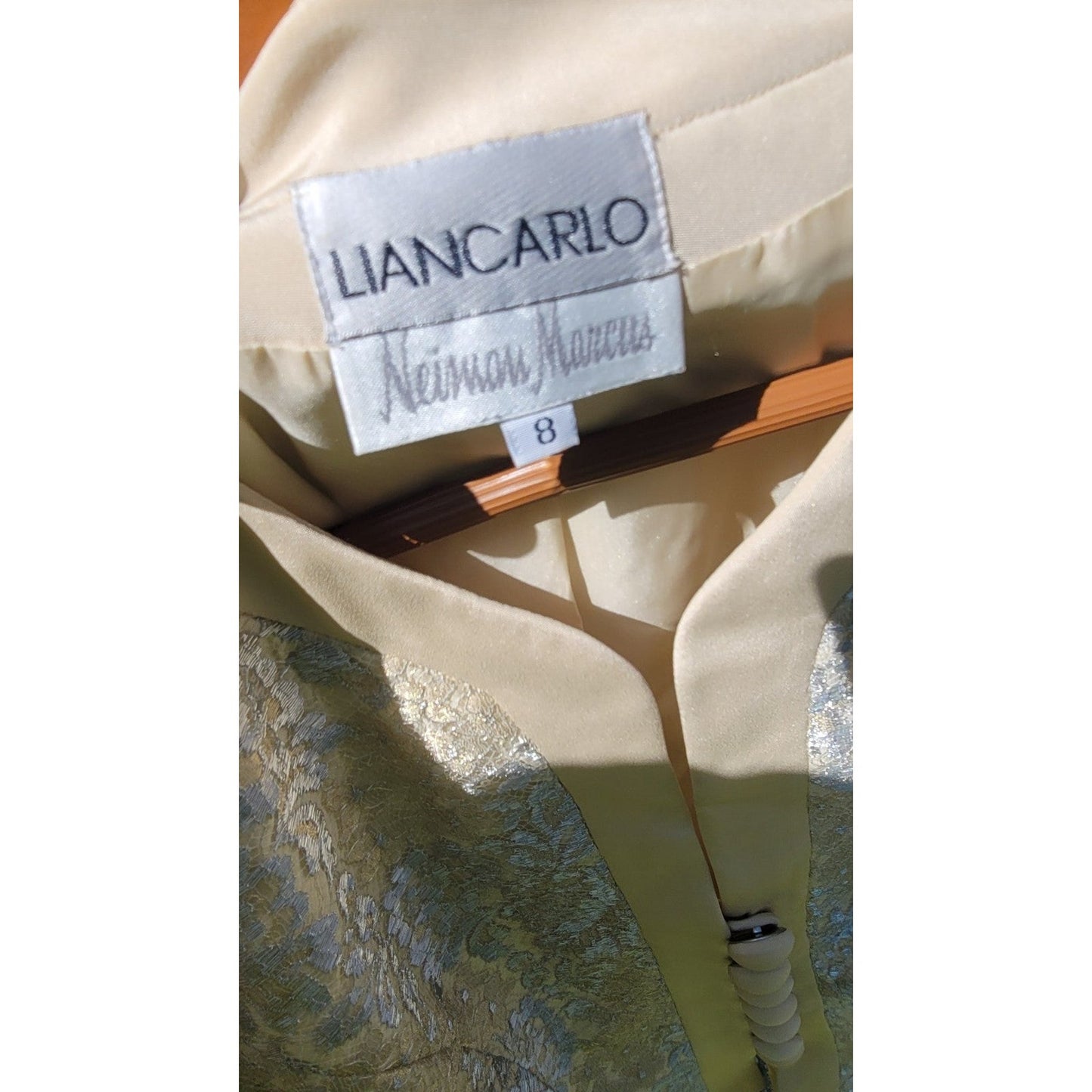 Vtg Liancarlo Neiman Marcus Gold Silver Lace Blazer Jacket