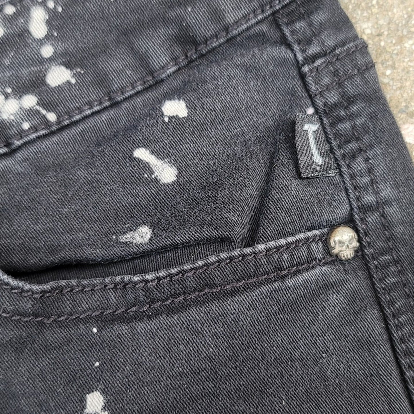 Tripp NYC Distressed Bleach-dyed  Skinny Jeans Skull Accents
