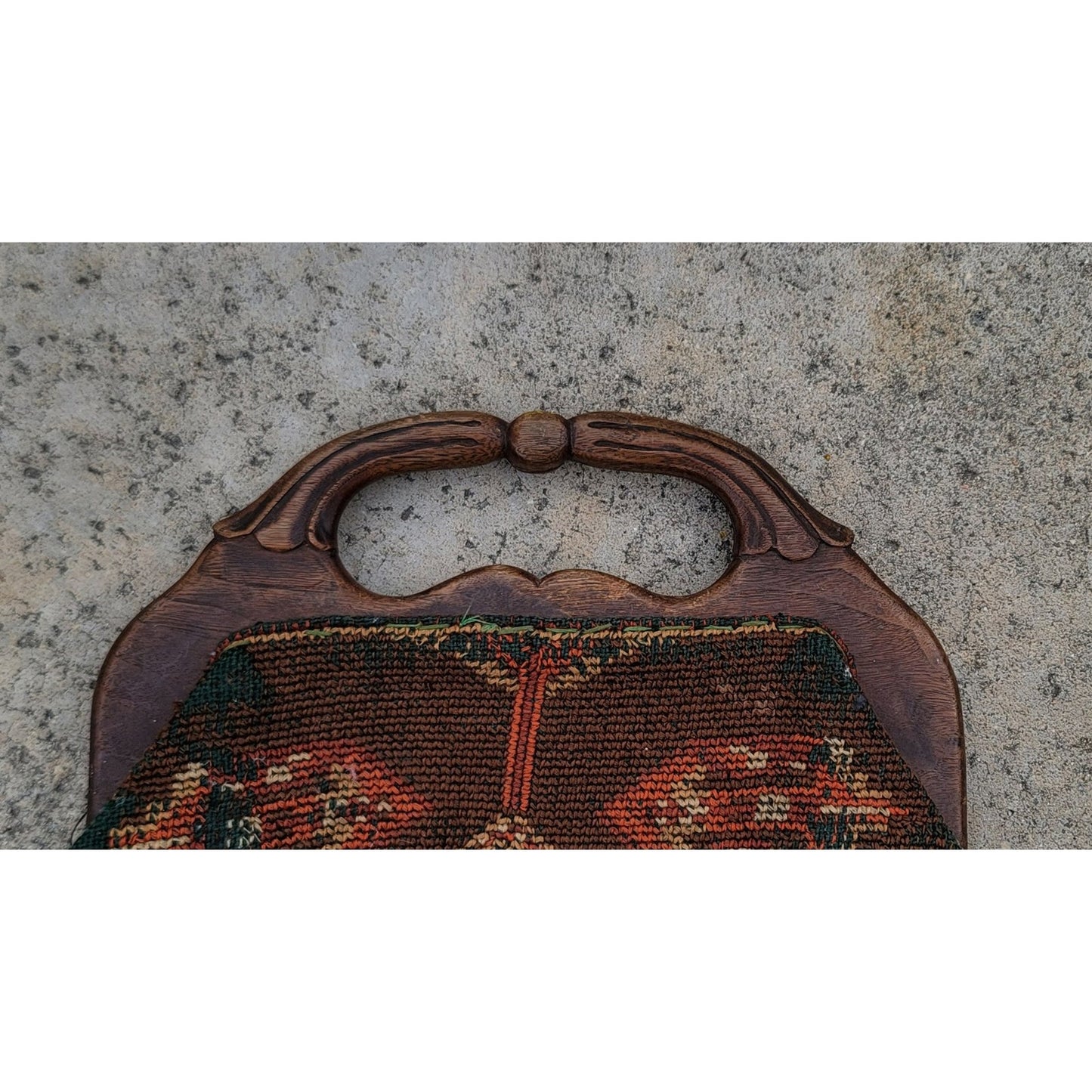 Vtg 1950s  Embroidered Tapestry Handbag Purse