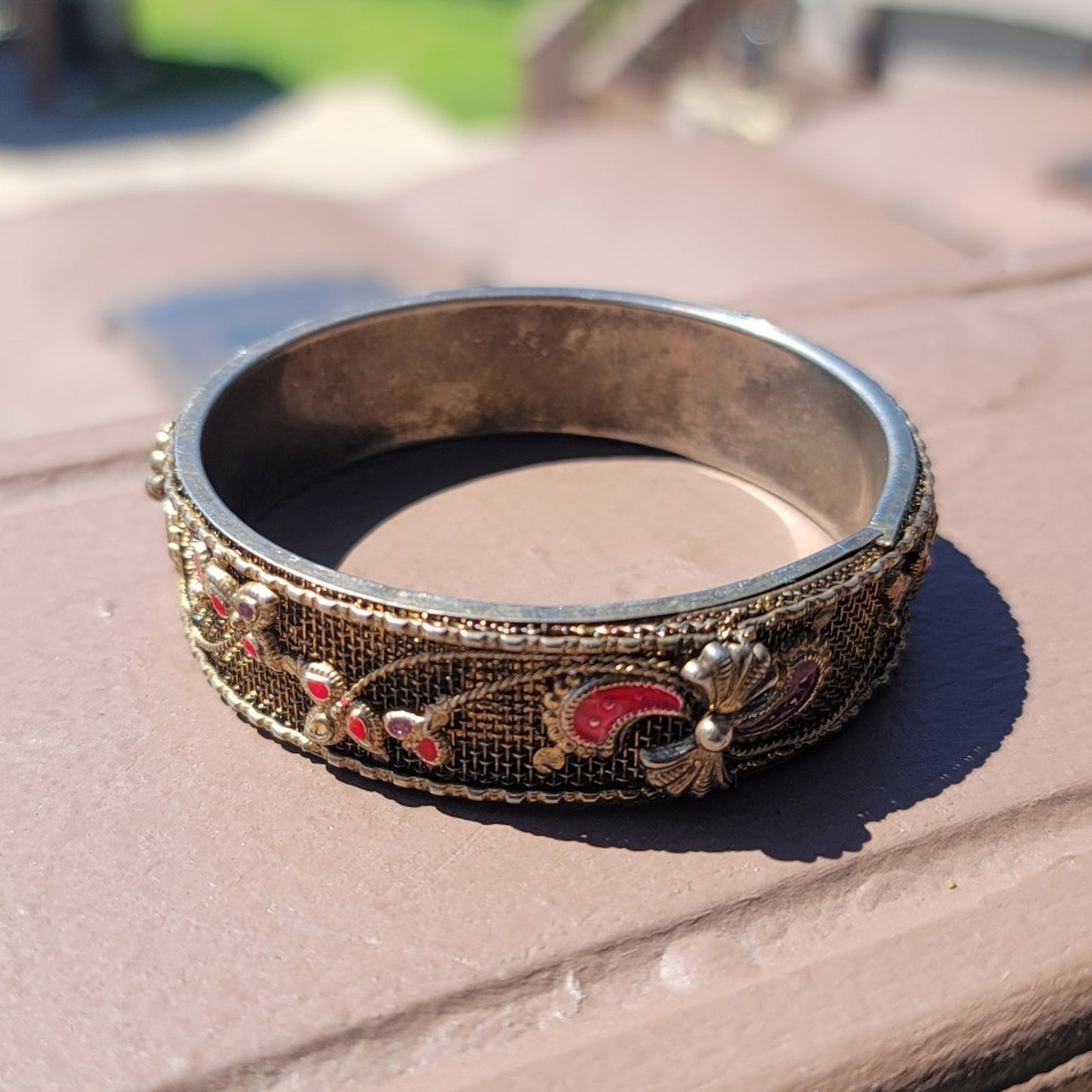 Vtg Ornate Metal Bracelet