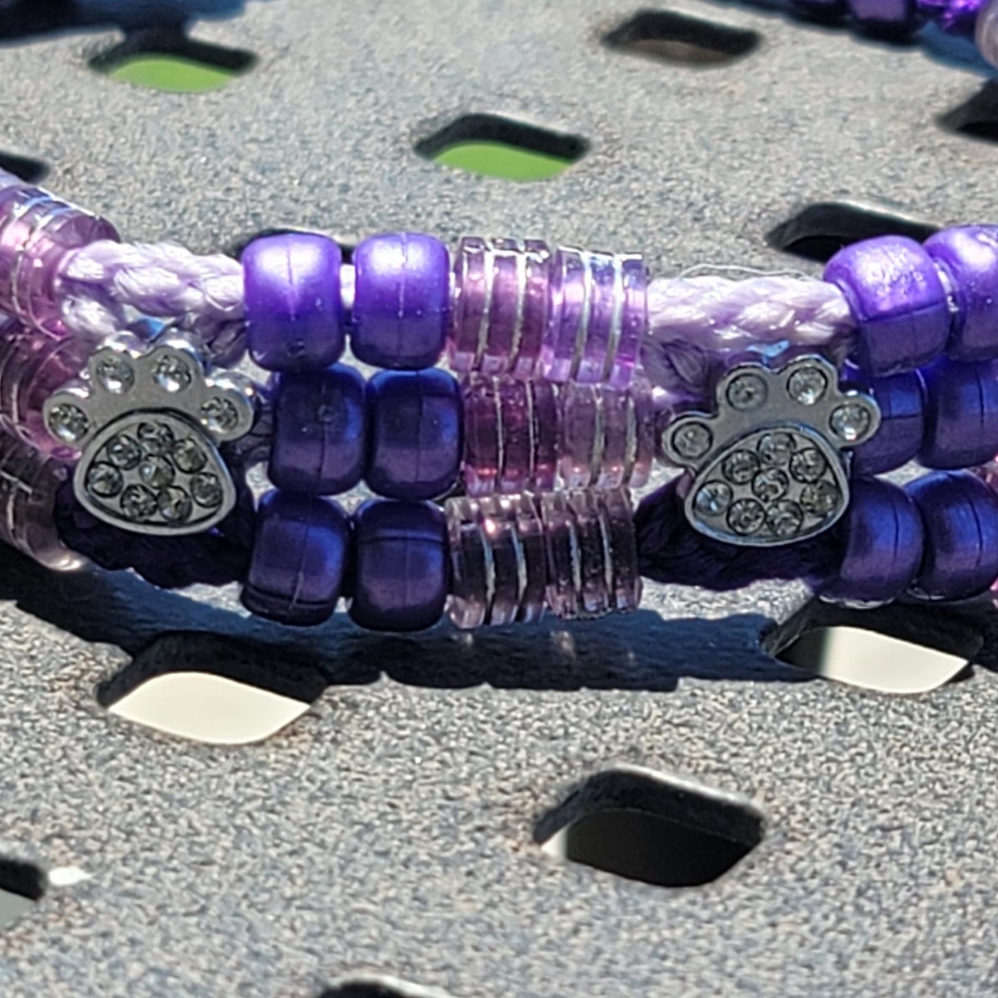 Custom Handmade Beaded Dog Collar Paws