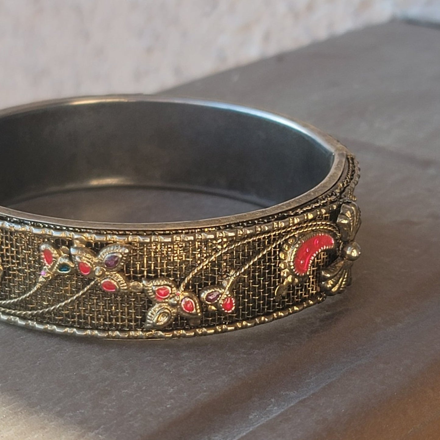 Vtg Ornate Metal Bracelet