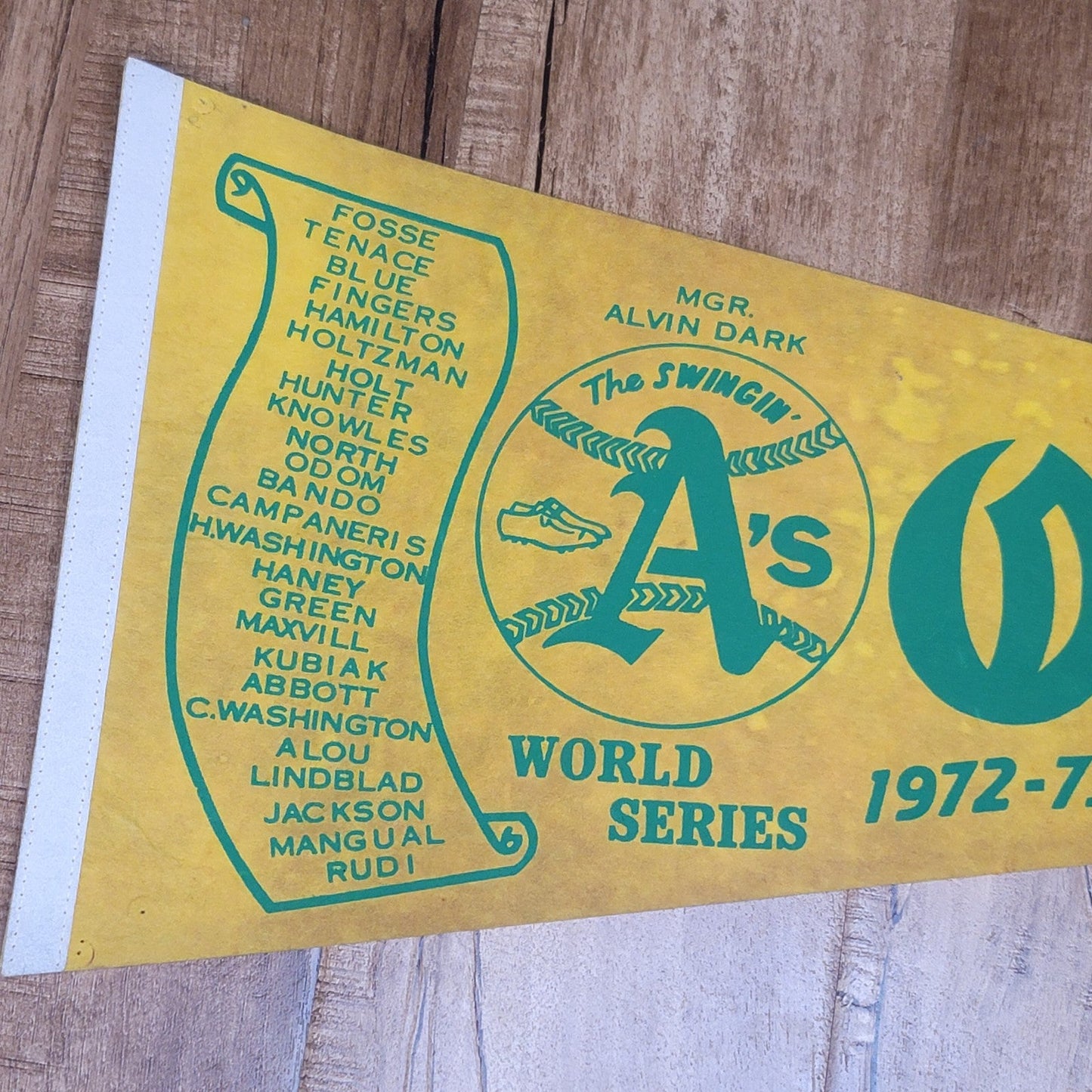 Vtg 1972-73 Oakland A's World Champions Pennant