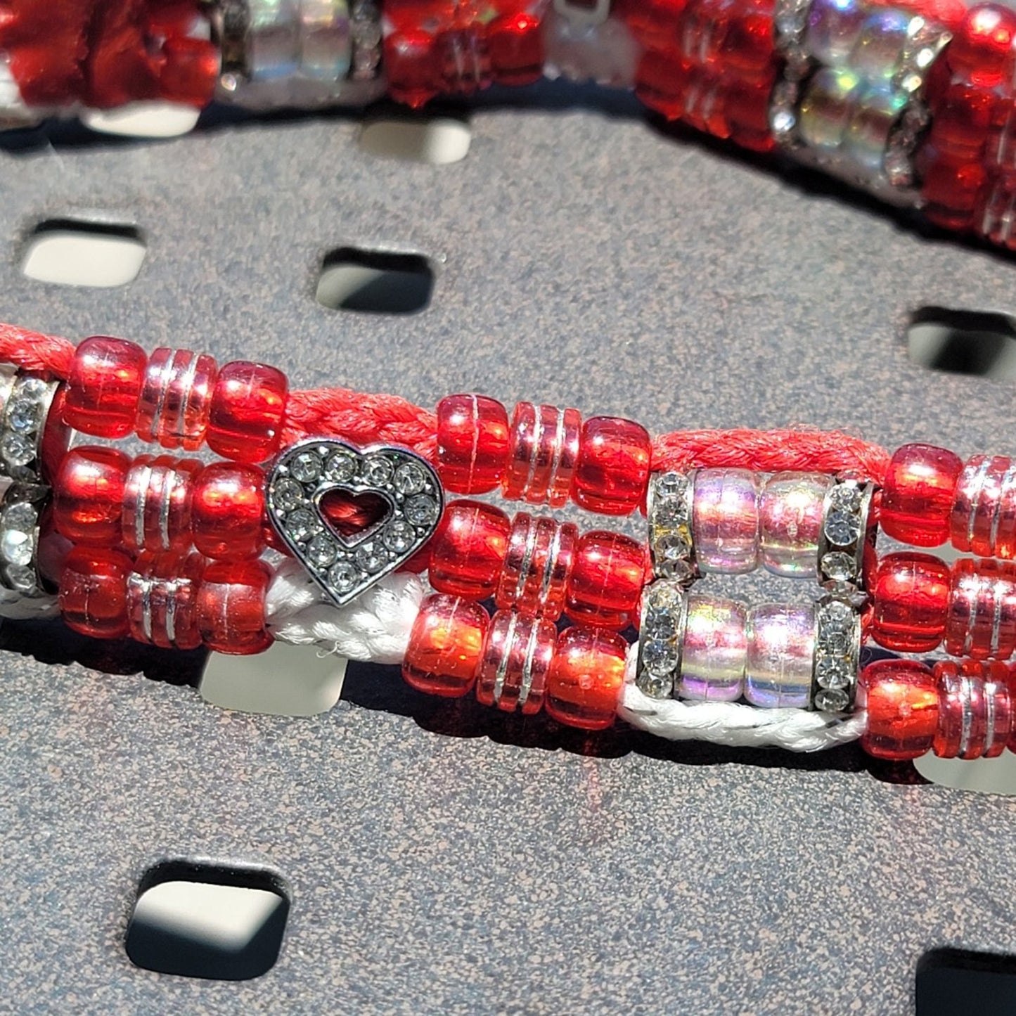 Custom Handmade Beaded Dog Collar Hearts