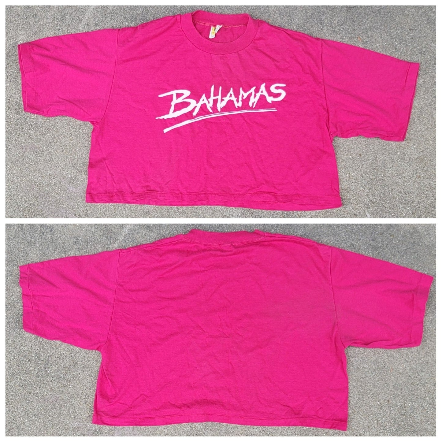 Vtg 80s Bahamas Crop Top Single Stitch T-shirt