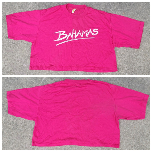 Vtg 80s Bahamas Crop Top Single Stitch T-shirt