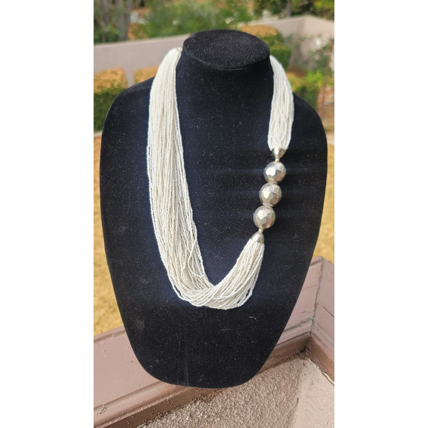 Vtg Ethnic Tribal Multi Strand Large Beaded Necklace