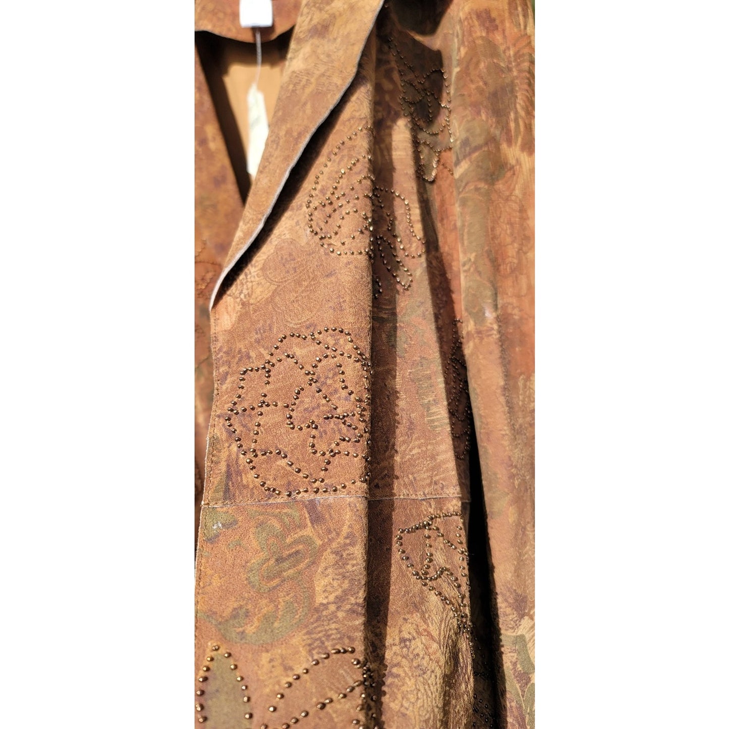 Vtg Coldwater Creek Suede Leather Floral Beaded Jacket
