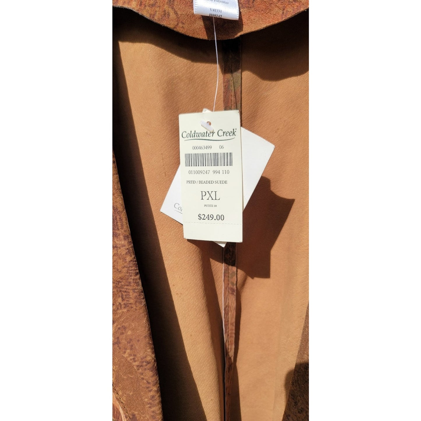 Vtg Coldwater Creek Suede Leather Floral Beaded Jacket