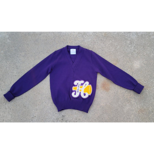 Vtg V-neck Varsity Letterman Sweater Large Cheer Patch