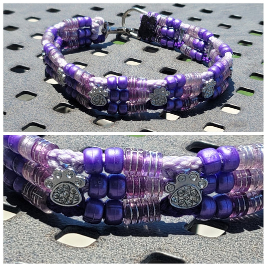 Custom Handmade Beaded Dog Collar Paws