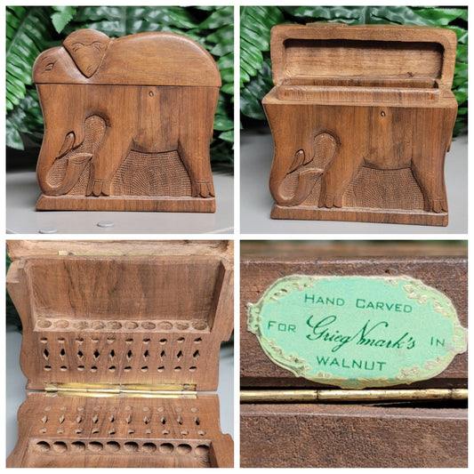 Vtg Grieg Nmark's Wooden Elephant Cigarette Joint Holder