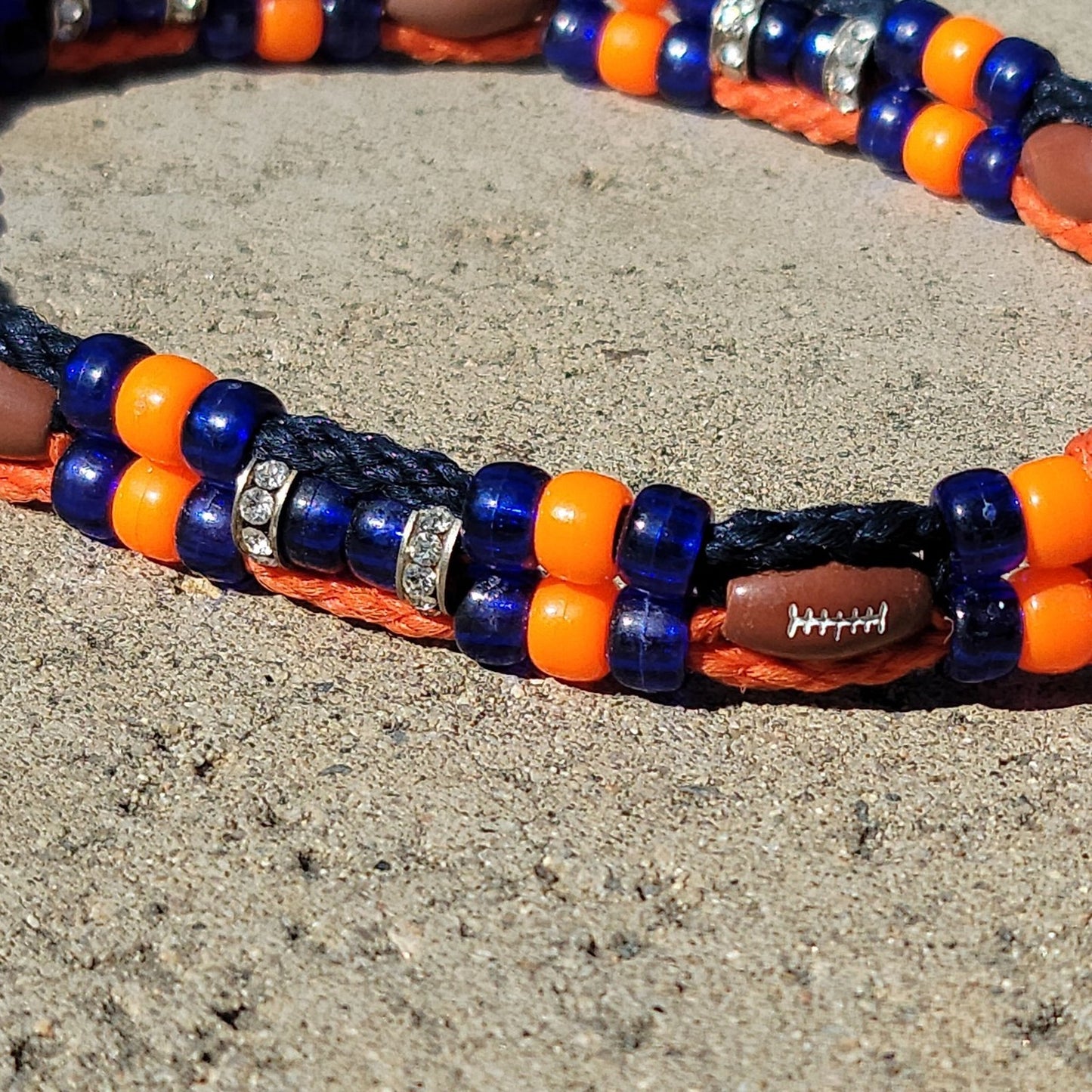 Custom Handmade Beaded Bling Dog Collar Football Denver Broncos
